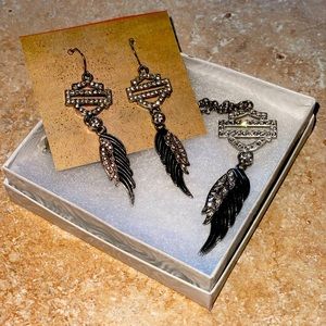 Authentic Harley Davidson Earrings and Necklace